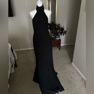 ASOS Black Halter Neck Open Back Formal Dress